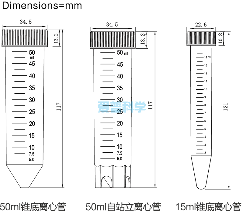 15ml 尖底螺口离心管,PP材质,袋装,无菌无酶,离心力:12000G(图1)