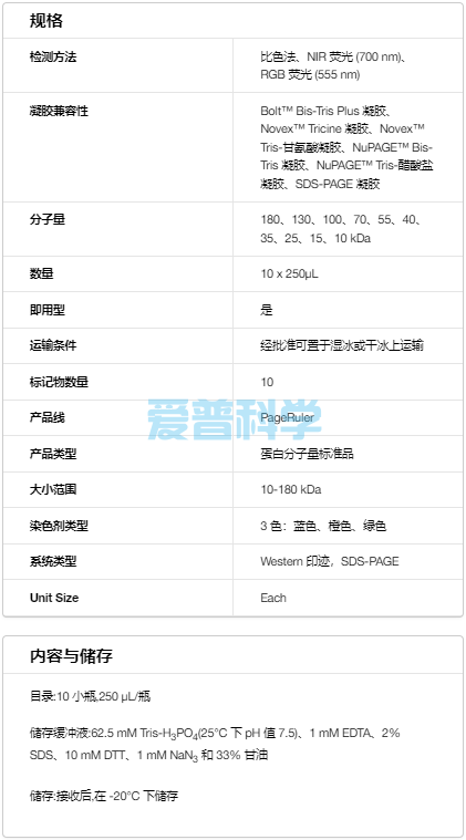 蛋白Marker/PageRuler Prestained Protein Ladder, 10 to 180 kDa(图2)